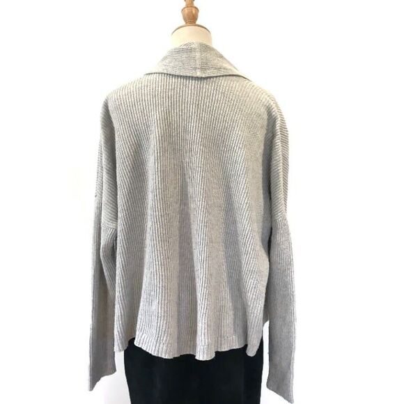 Madewell Horizontide Grey Open Front Cardigan Ribbed Cotton Blend Small - Picture 4 of 8